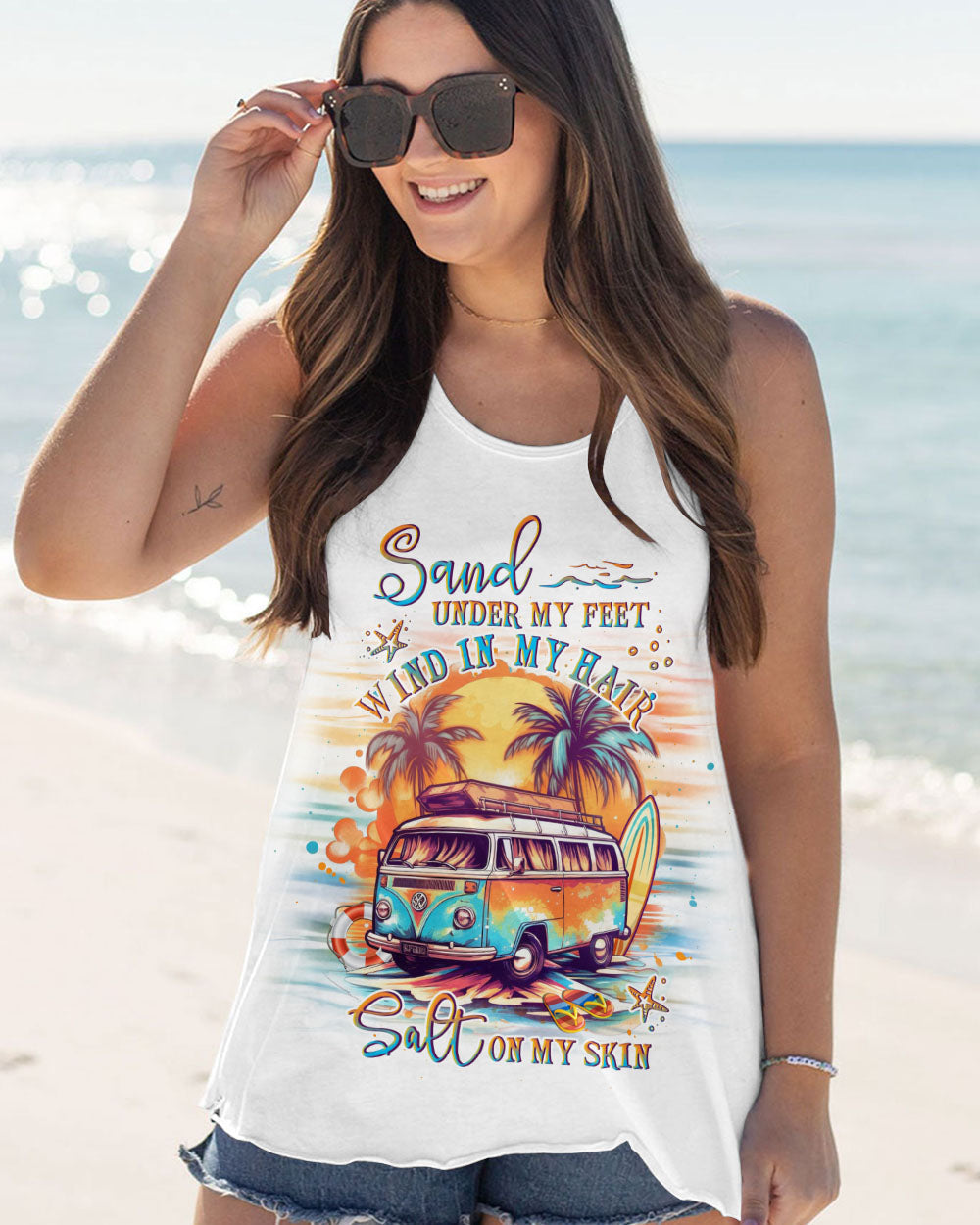 BLISSCORNERS SAND UNDER MY FEET WIND IN MY HAIR ALL OVER PRINT