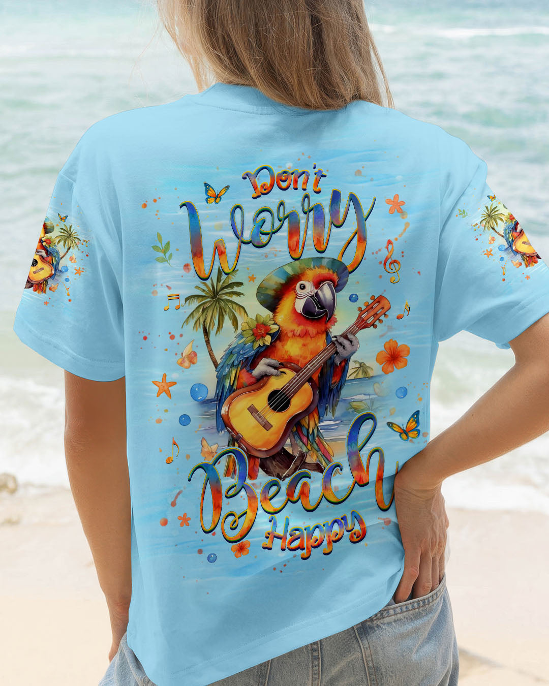 BLISSCORNERS DON'T WORRY BEACH HAPPY PARROT ALL OVER PRINT