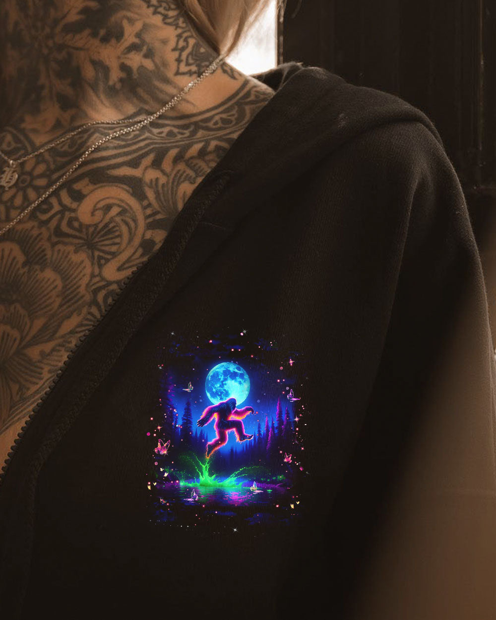 BLISSCORNERS AND INTO THE FOREST I GO BIGFOOT ALL OVER PRINT