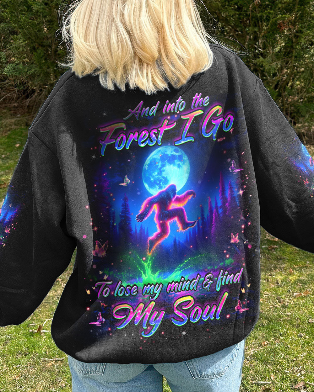 BLISSCORNERS AND INTO THE FOREST I GO BIGFOOT ALL OVER PRINT