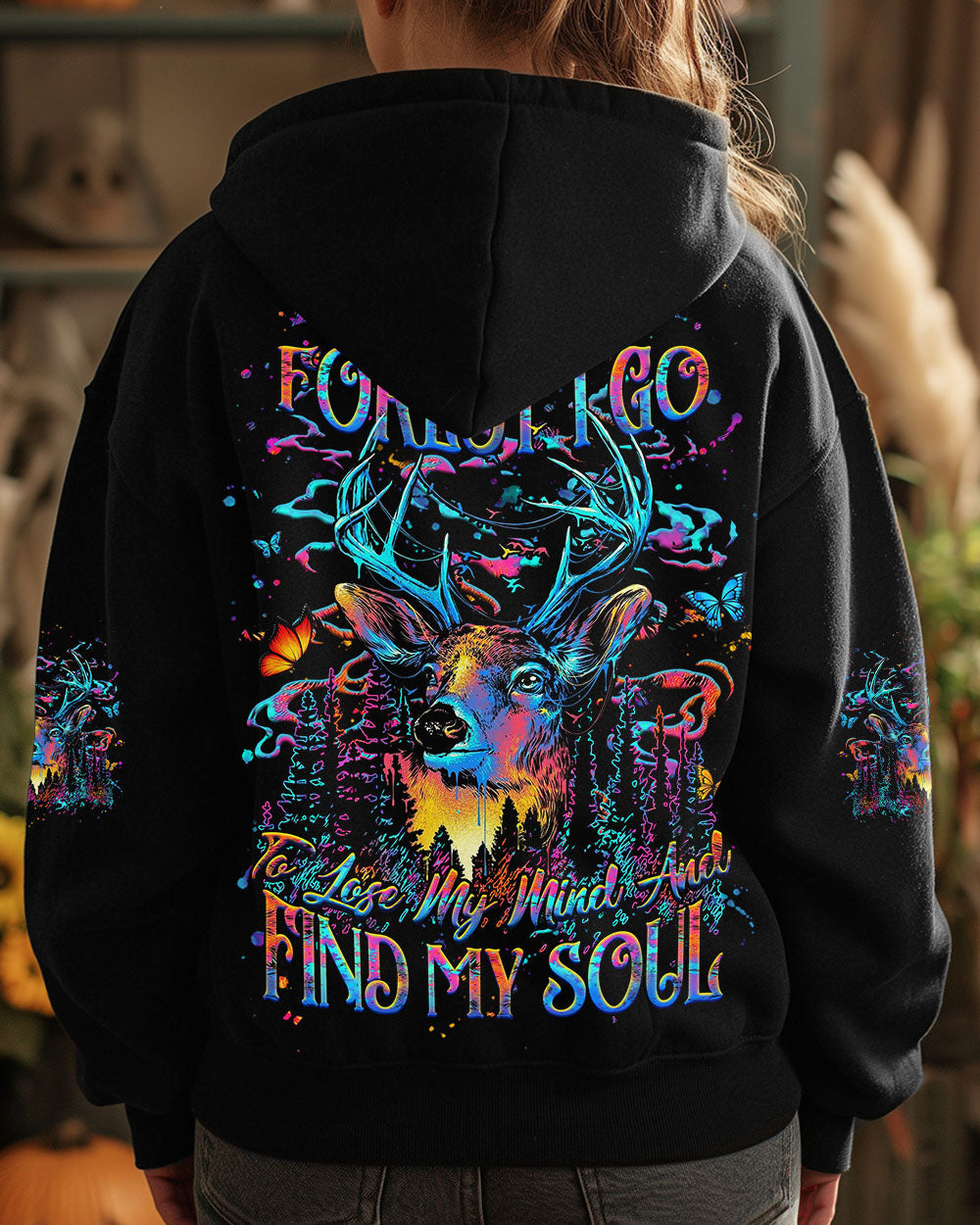 BLISSCORNERS AND INTO THE FOREST I GO DEER ALL OVER PRINT