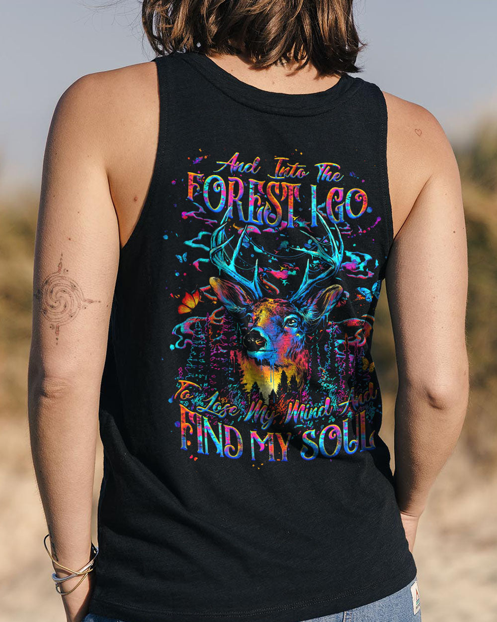 BLISSCORNERS AND INTO THE FOREST I GO DEER ALL OVER PRINT