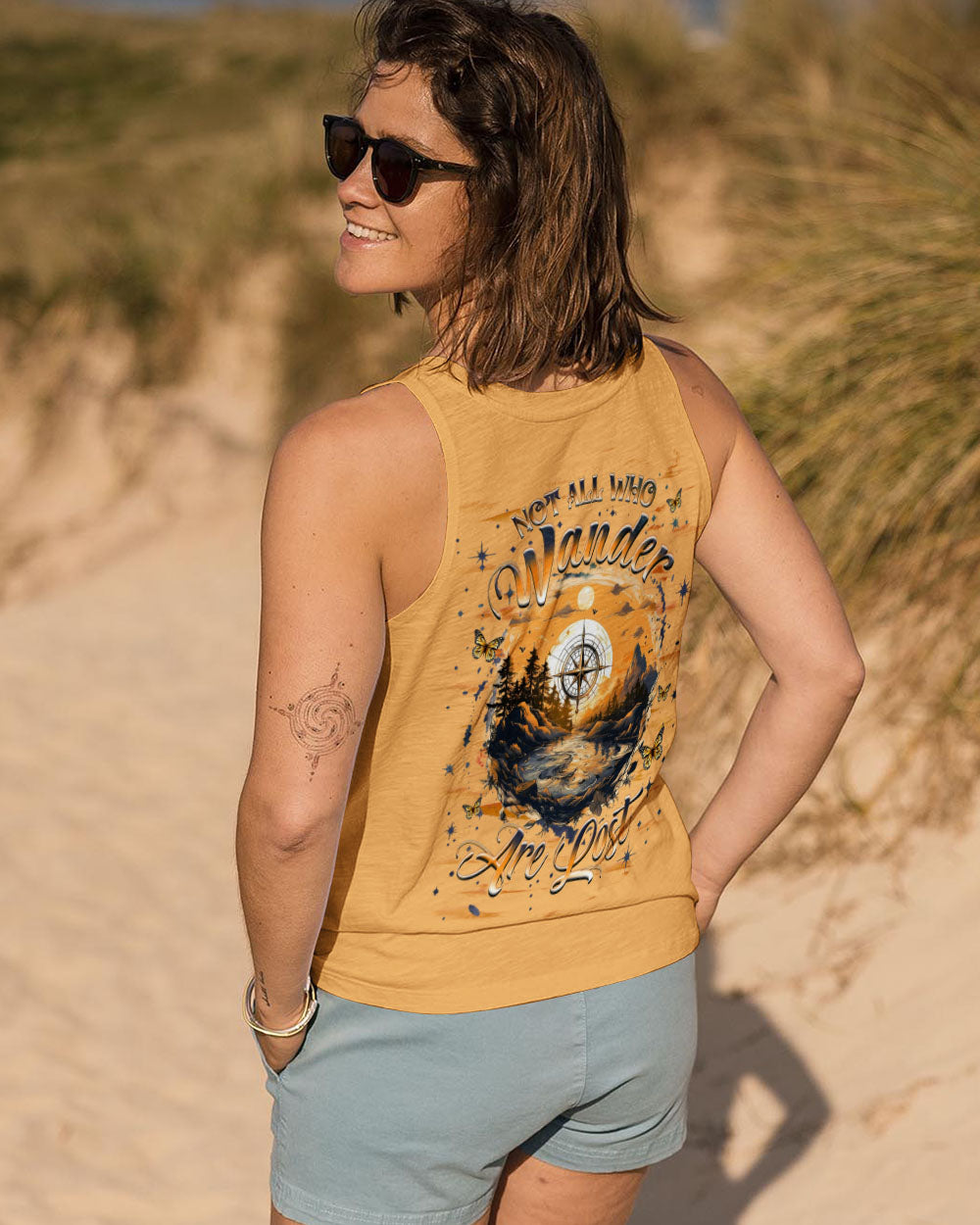BLISSCORNERS NOT ALL WHO WANDER ARE LOST COMPASS ALL OVER PRINT