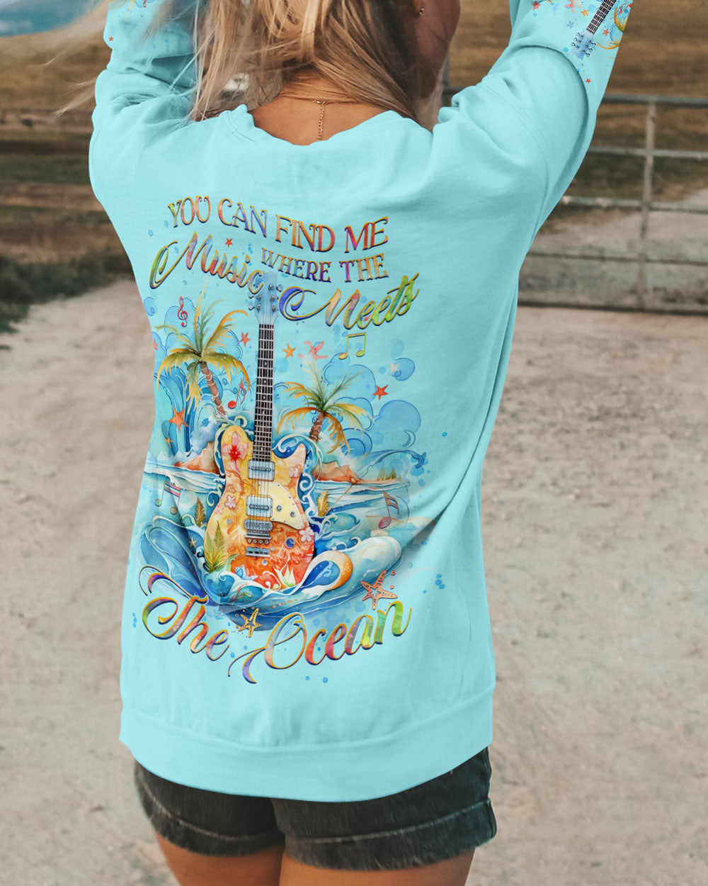 BLISSCORNERS YOU CAN FIND ME WHERE THE MUSIC ALL OVER PRINT