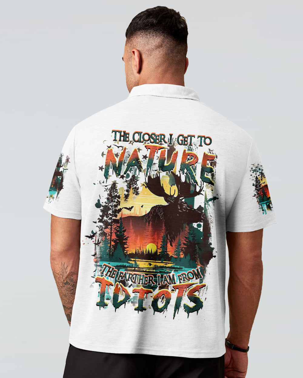 BLISSCORNERS THE CLOSER I GET TO NATURE HUNTING MOOSE  ALL OVER PRINT