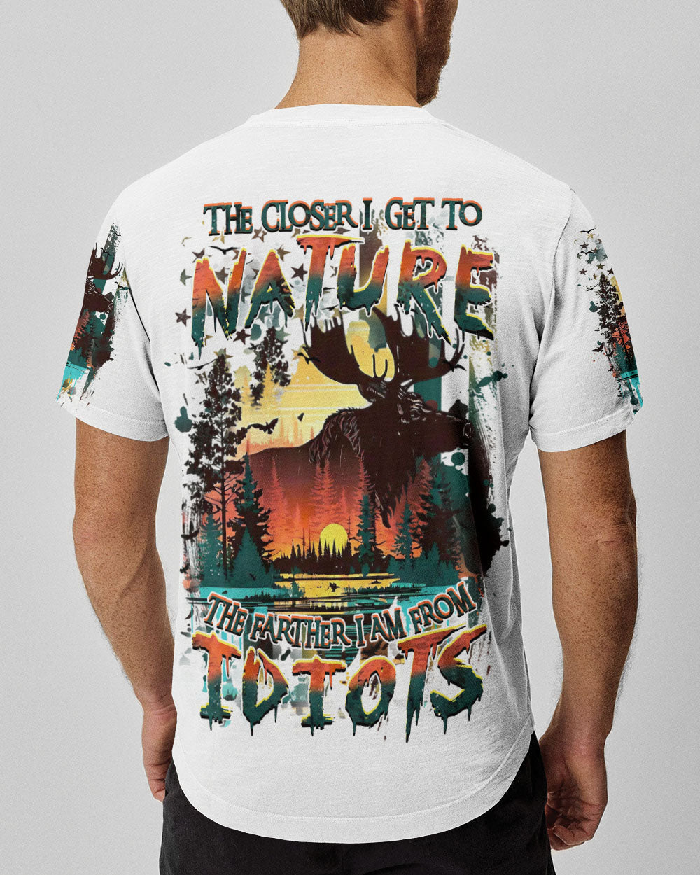BLISSCORNERS THE CLOSER I GET TO NATURE HUNTING MOOSE  ALL OVER PRINT
