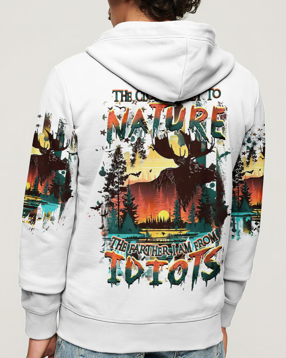 BLISSCORNERS THE CLOSER I GET TO NATURE HUNTING MOOSE  ALL OVER PRINT