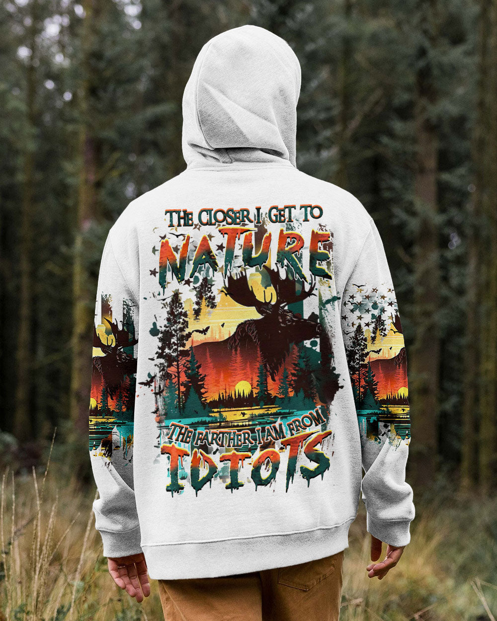 BLISSCORNERS THE CLOSER I GET TO NATURE HUNTING MOOSE  ALL OVER PRINT