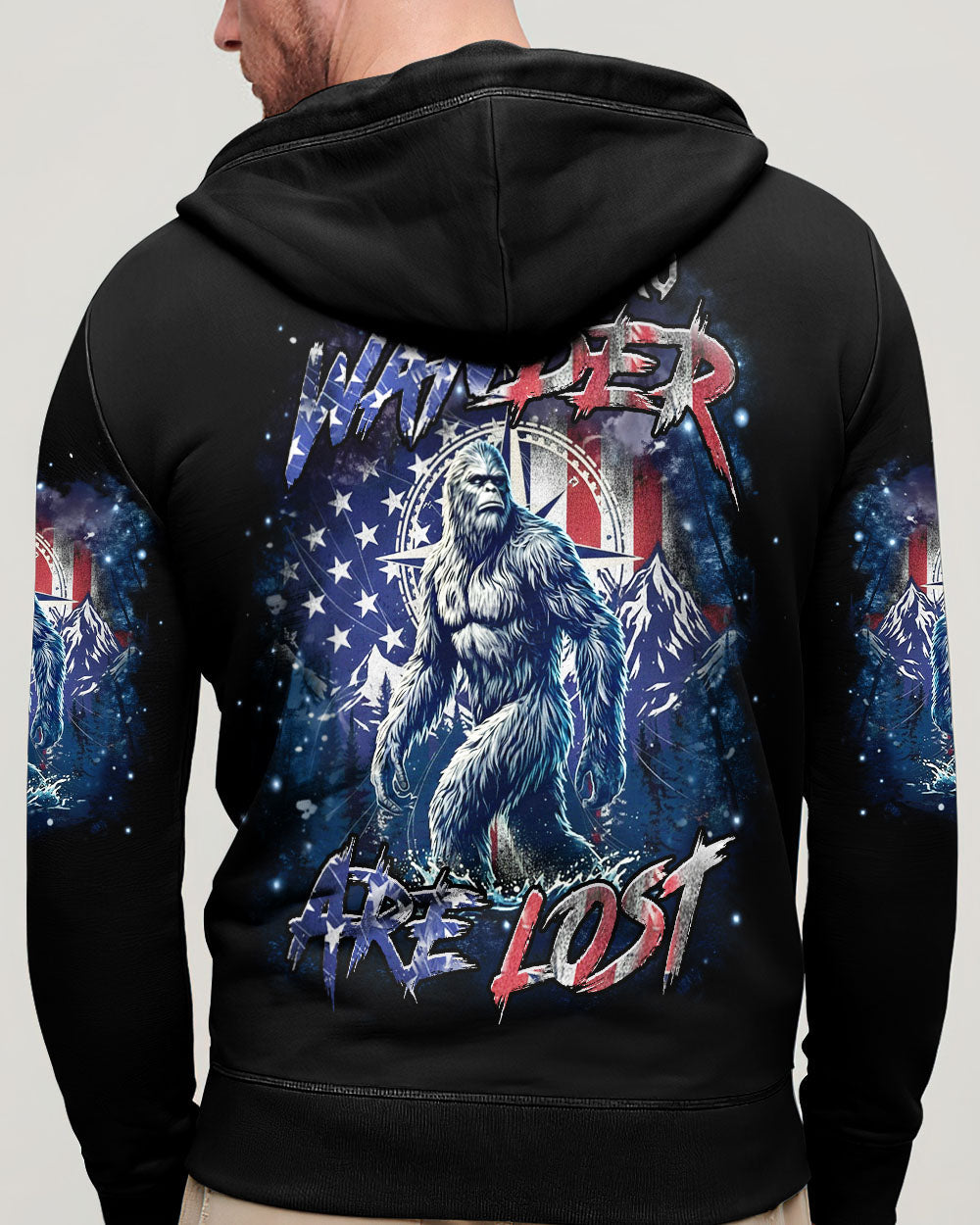 BLISSCORNERS NOT ALL WHO WANDER ARE LOST BIGFOOT ALL OVER PRINT