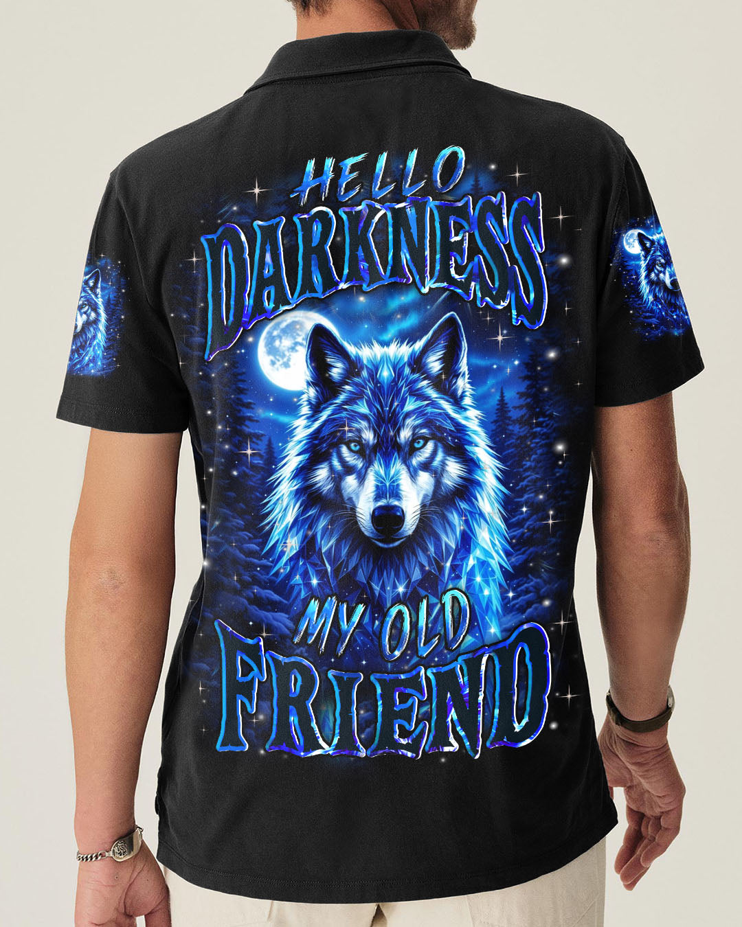 BLISSCORNERS HELLO DARKNESS MY OLD FRIEND WOLF ALL OVER PRINT
