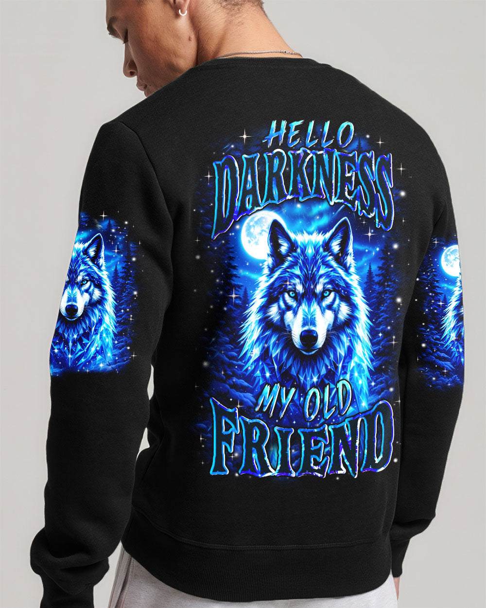 BLISSCORNERS HELLO DARKNESS MY OLD FRIEND WOLF ALL OVER PRINT