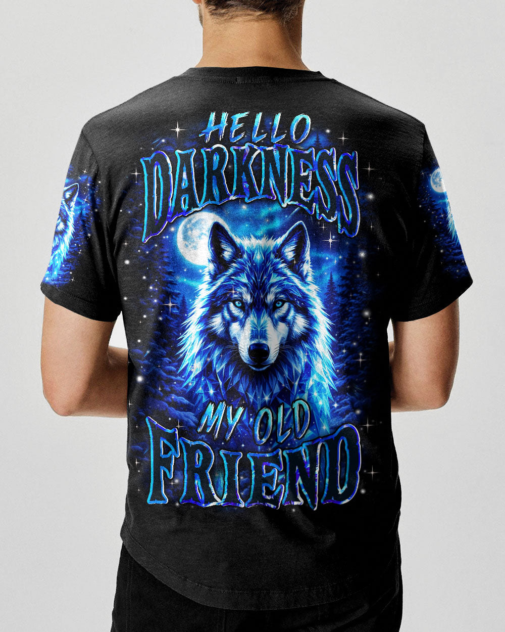 BLISSCORNERS HELLO DARKNESS MY OLD FRIEND WOLF ALL OVER PRINT