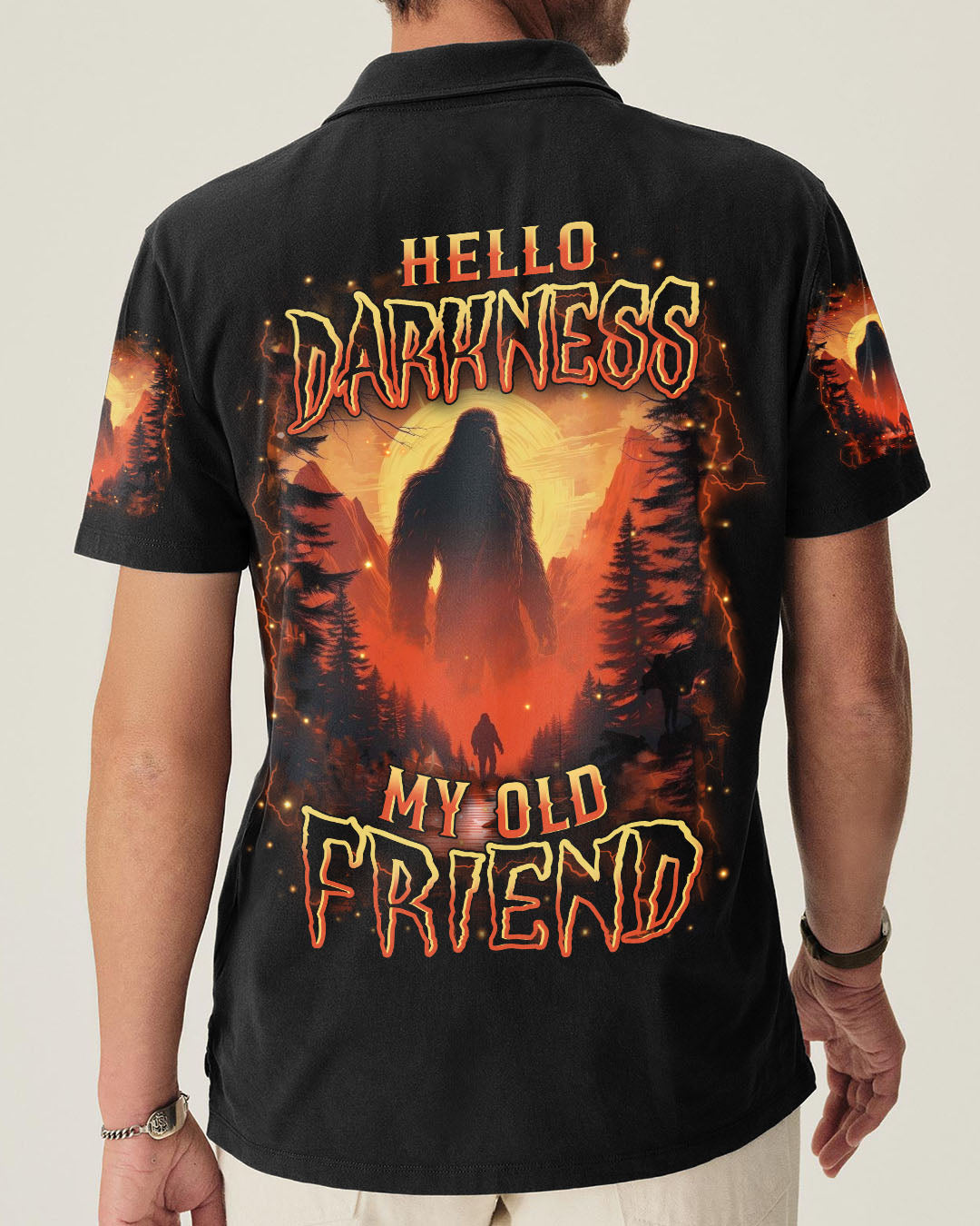 BLISSCORNERS HELLO DARKNESS MY OLD FRIEND BIGFOOT ALL OVER PRINT