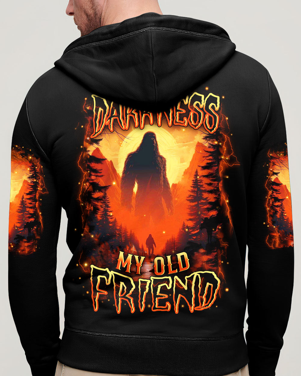 BLISSCORNERS HELLO DARKNESS MY OLD FRIEND BIGFOOT ALL OVER PRINT