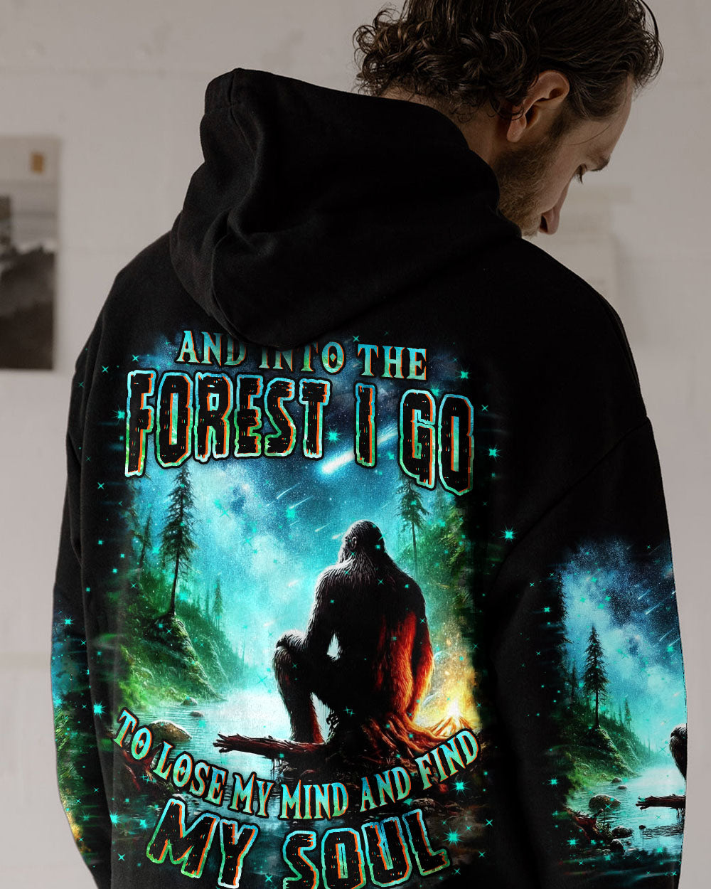 BLISSCORNERS AND INTO THE FOREST I GO BIGFOOT ALL OVER PRINT