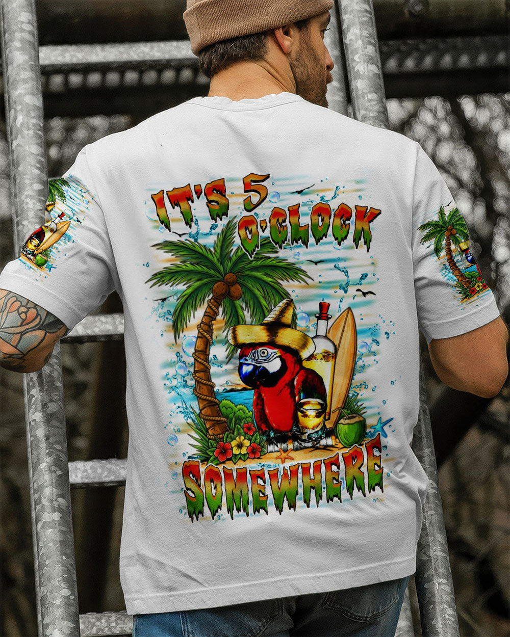 BLISSCORNERS IT'S 5 O'CLOCK SOMEWHERE PARROT ALL OVER PRINT