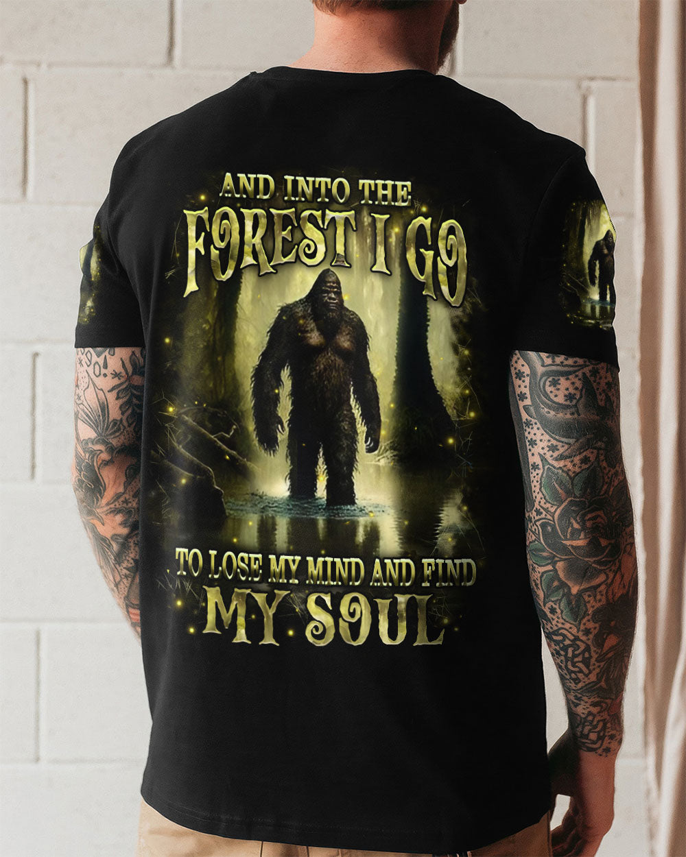 BLISSCORNERS AND INTO THE FOREST I GO BIGFOOT ALL OVER PRINT