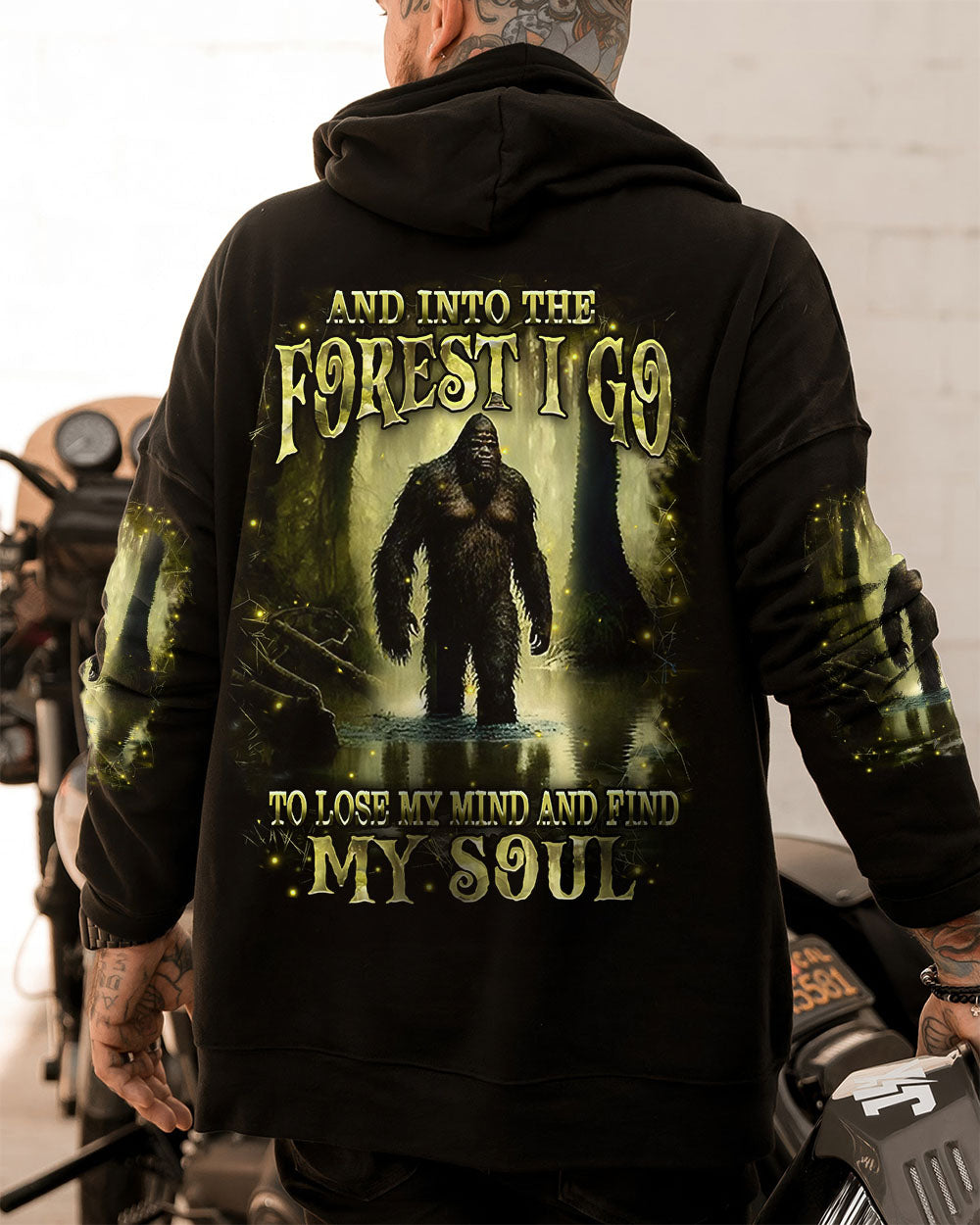 BLISSCORNERS AND INTO THE FOREST I GO BIGFOOT ALL OVER PRINT