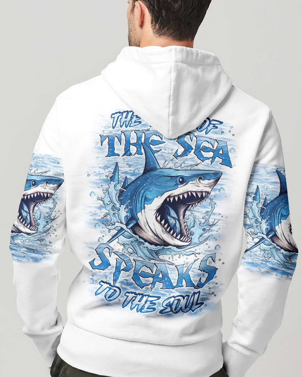 BLISSCORNERS THE VOICE OF THE SEA SPEAKS TO THE SOUL SHARK ALL OVER PRINT