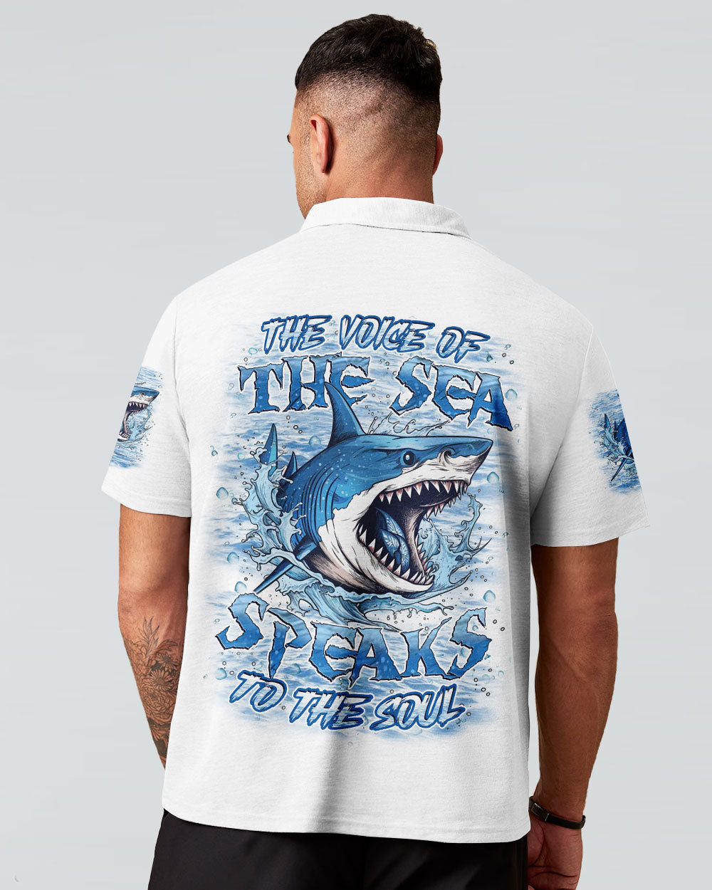 BLISSCORNERS THE VOICE OF THE SEA SPEAKS TO THE SOUL SHARK ALL OVER PRINT