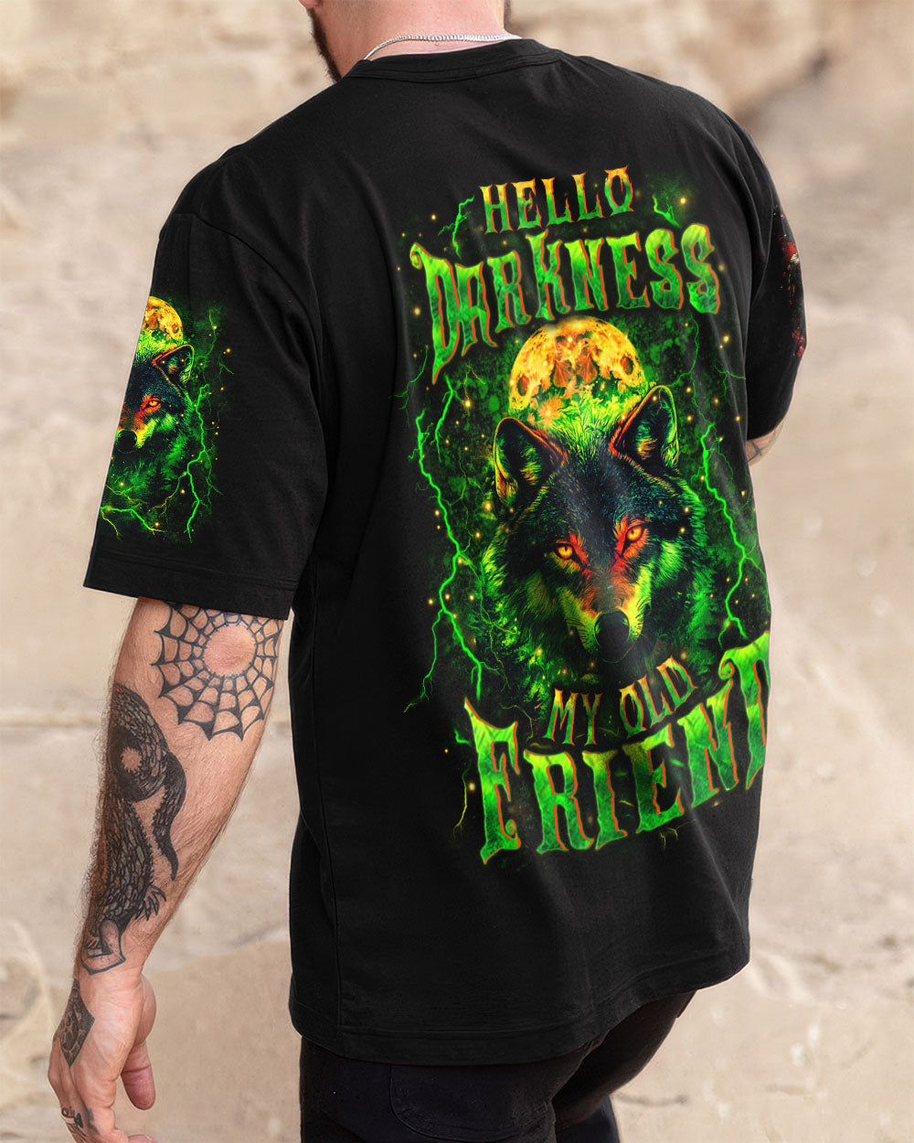BLISSCORNERS HELLO DARKNESS MY OLD FRIEND WOLF ALL OVER PRINT