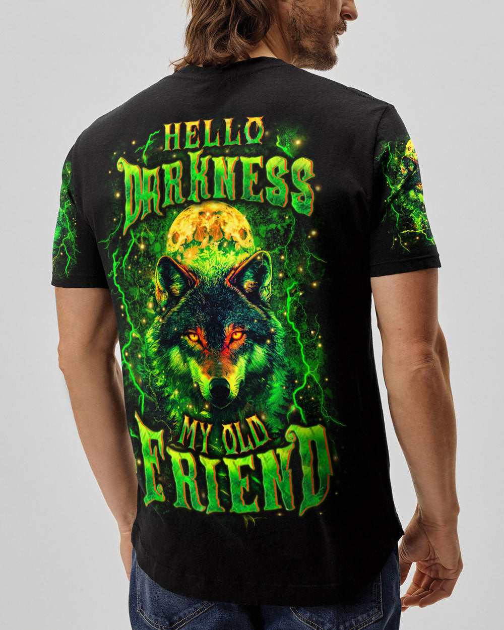 BLISSCORNERS HELLO DARKNESS MY OLD FRIEND WOLF ALL OVER PRINT