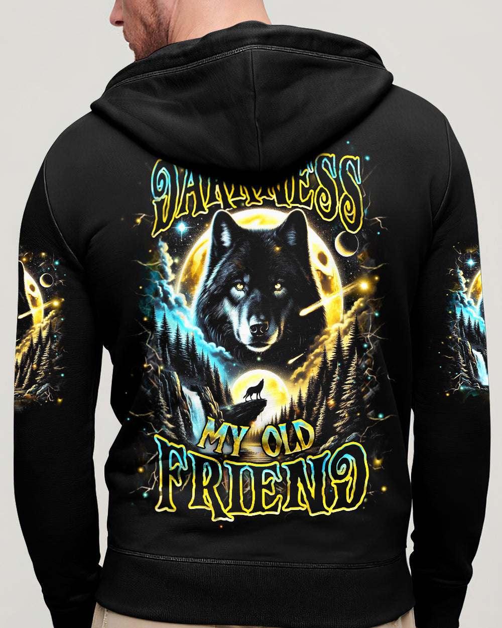 BLISSCORNERS HELLO DARKNESS MY OLD FRIEND WOLF ALL OVER PRINT