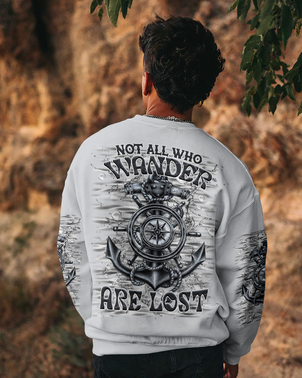 BLISSCORNERS NOT ALL WHO WANDER ARE LOST ANCHOR COMPASS ALL OVER PRINT