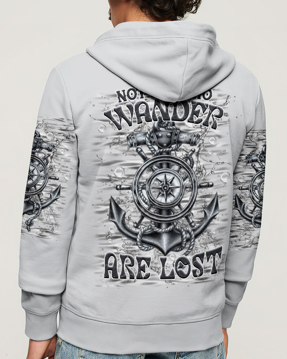 BLISSCORNERS NOT ALL WHO WANDER ARE LOST ANCHOR COMPASS ALL OVER PRINT