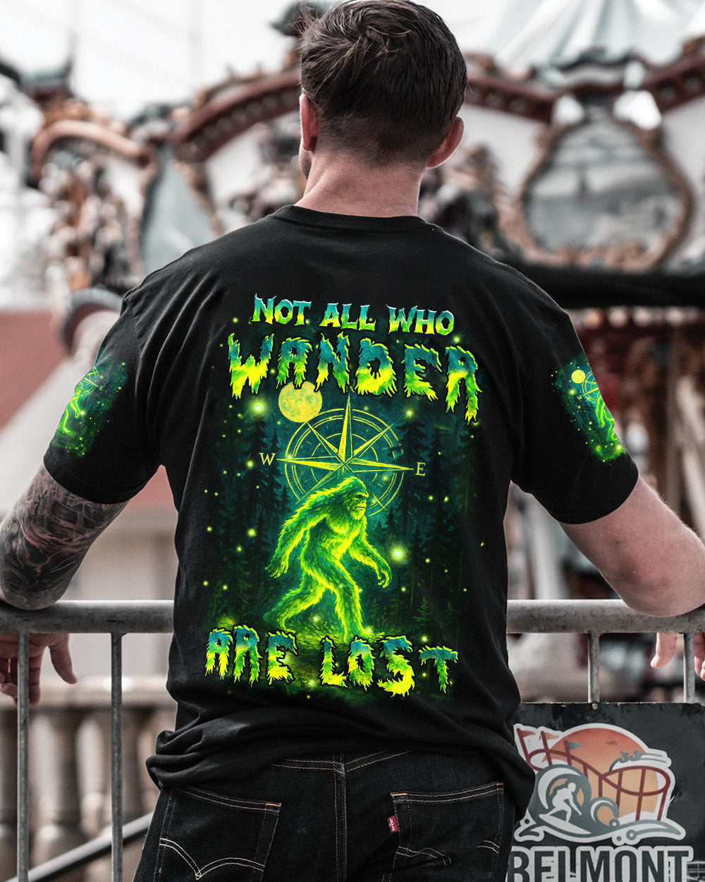 BLISSCORNERS NOT ALL WHO WANDER ARE LOST BIGFOOT ALL OVER PRINT
