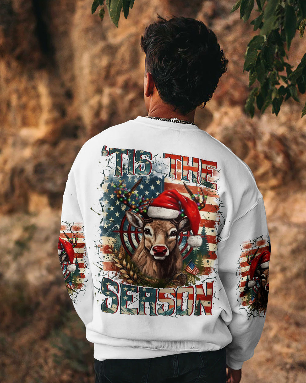 BLISSCORNERS ’TIS THE SEASON CHRISTMAS HUNTING DEER ALL OVER PRINT