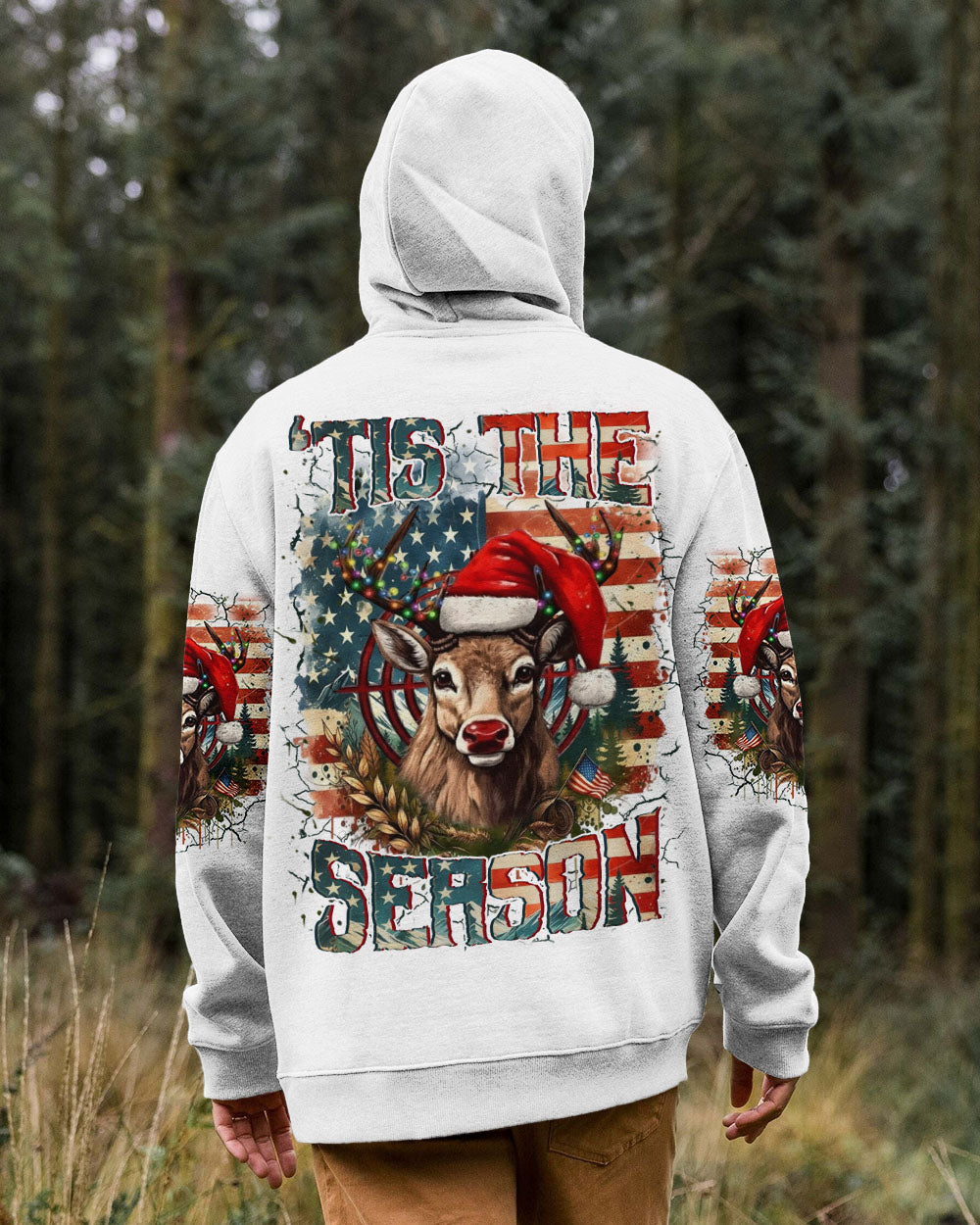 BLISSCORNERS ’TIS THE SEASON CHRISTMAS HUNTING DEER ALL OVER PRINT