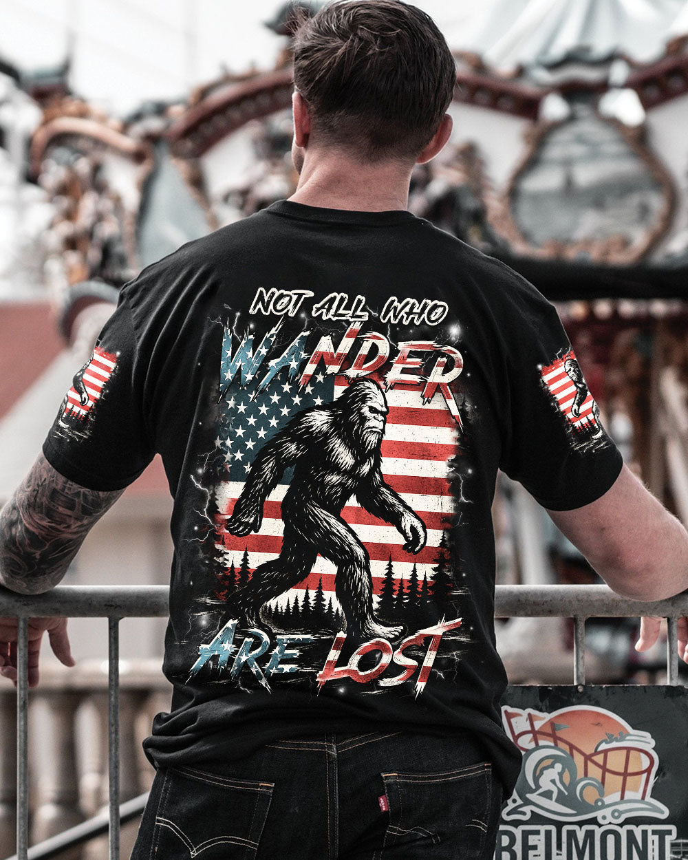 BLISSCORNERS NOT ALL WHO WANDER ARE LOST BIGFOOT ALL OVER PRINT
