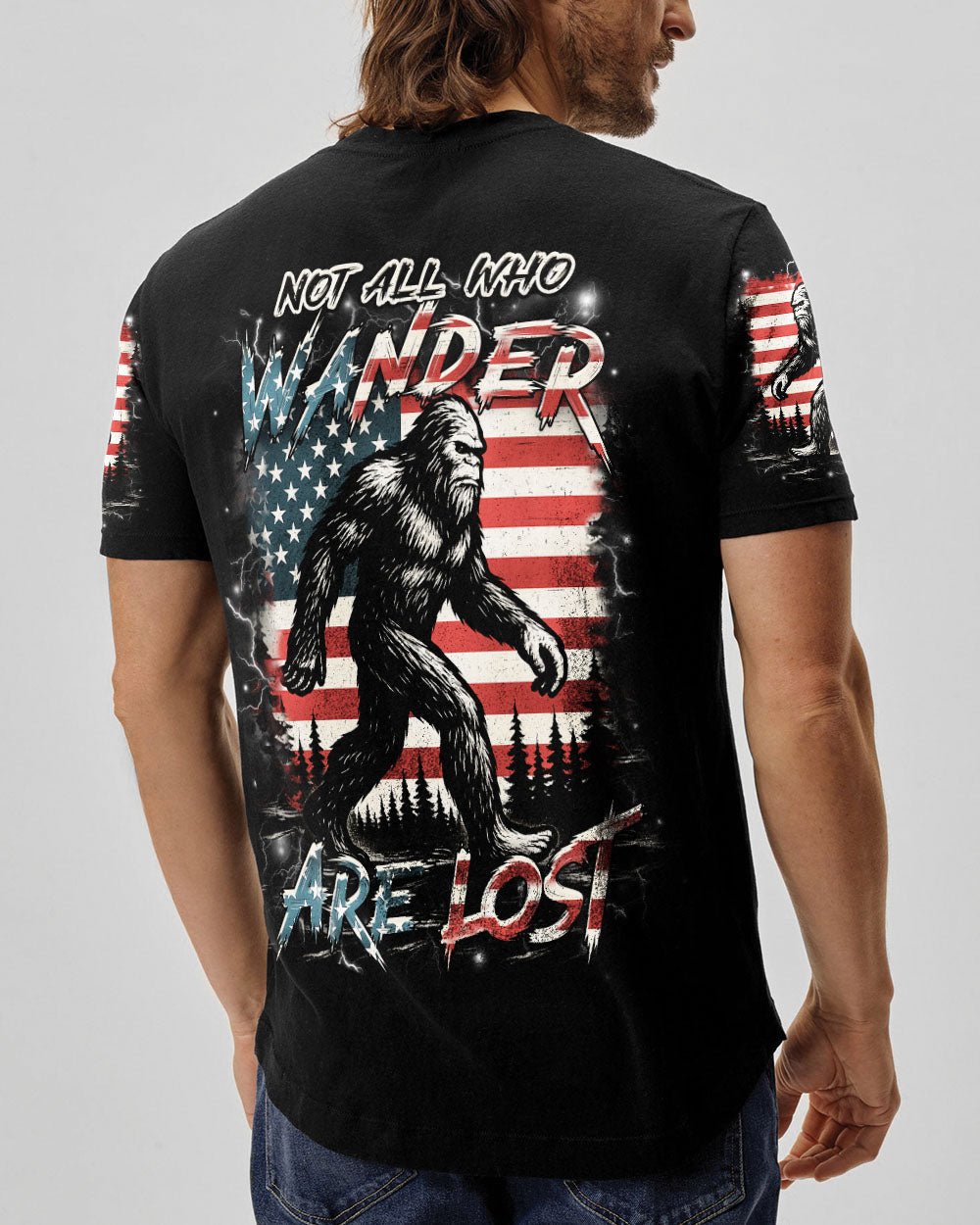 BLISSCORNERS NOT ALL WHO WANDER ARE LOST BIGFOOT ALL OVER PRINT