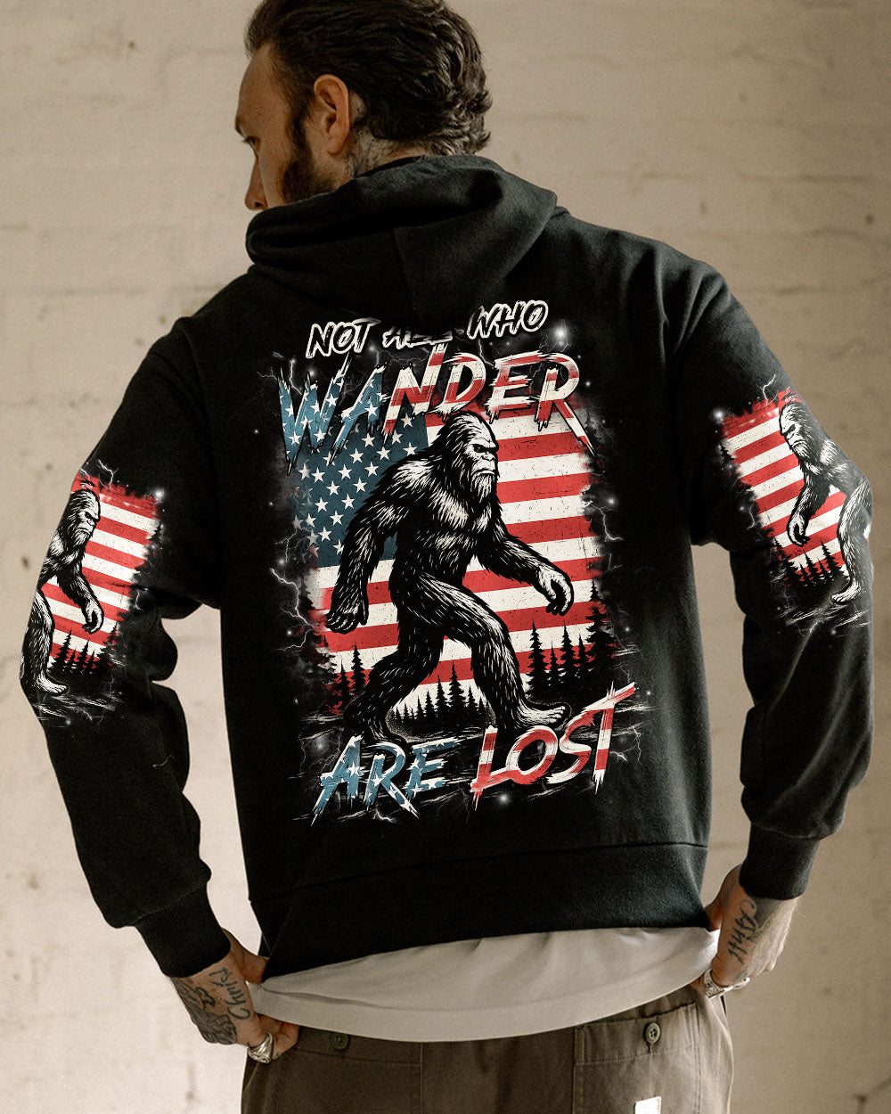BLISSCORNERS NOT ALL WHO WANDER ARE LOST BIGFOOT ALL OVER PRINT