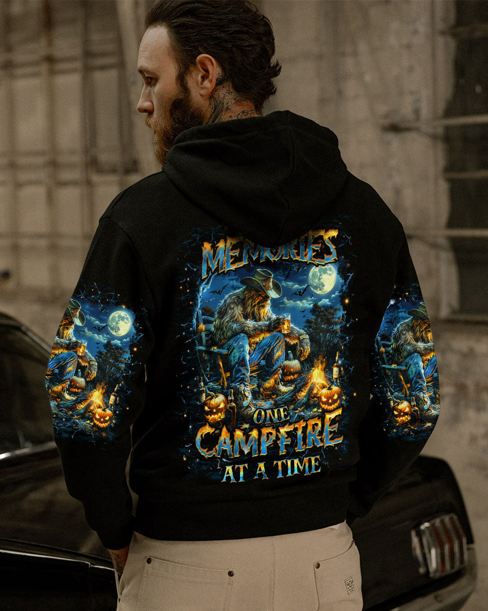 BLISSCORNERS MAKING MEMORIES ONE CAMPFIRE BIGFOOT HALLOWEEN ALL OVER PRINT