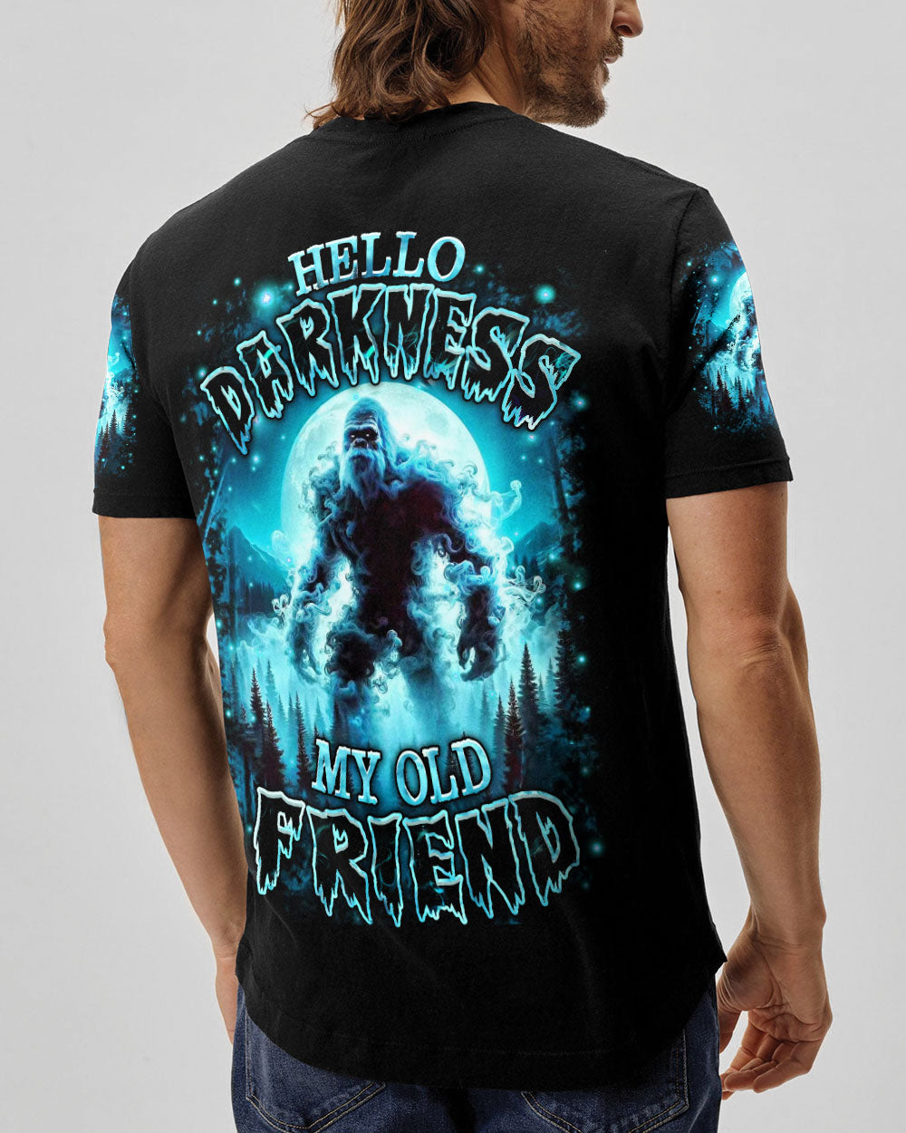 BLISSCORNERS HELLO DARKNESS MY OLD FRIEND BIGFOOT ALL OVER PRINT