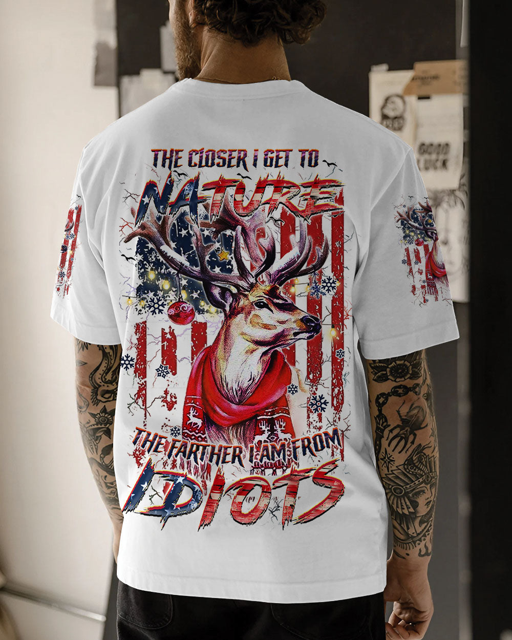 BLISSCORNERS THE CLOSER I GET TO NATURE DEER CHRISTMAS ALL OVER PRINT