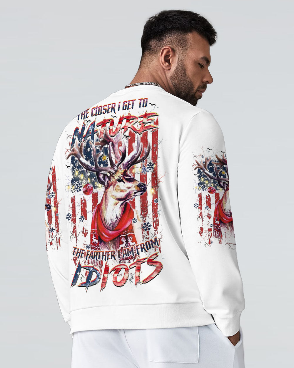 BLISSCORNERS THE CLOSER I GET TO NATURE DEER CHRISTMAS ALL OVER PRINT