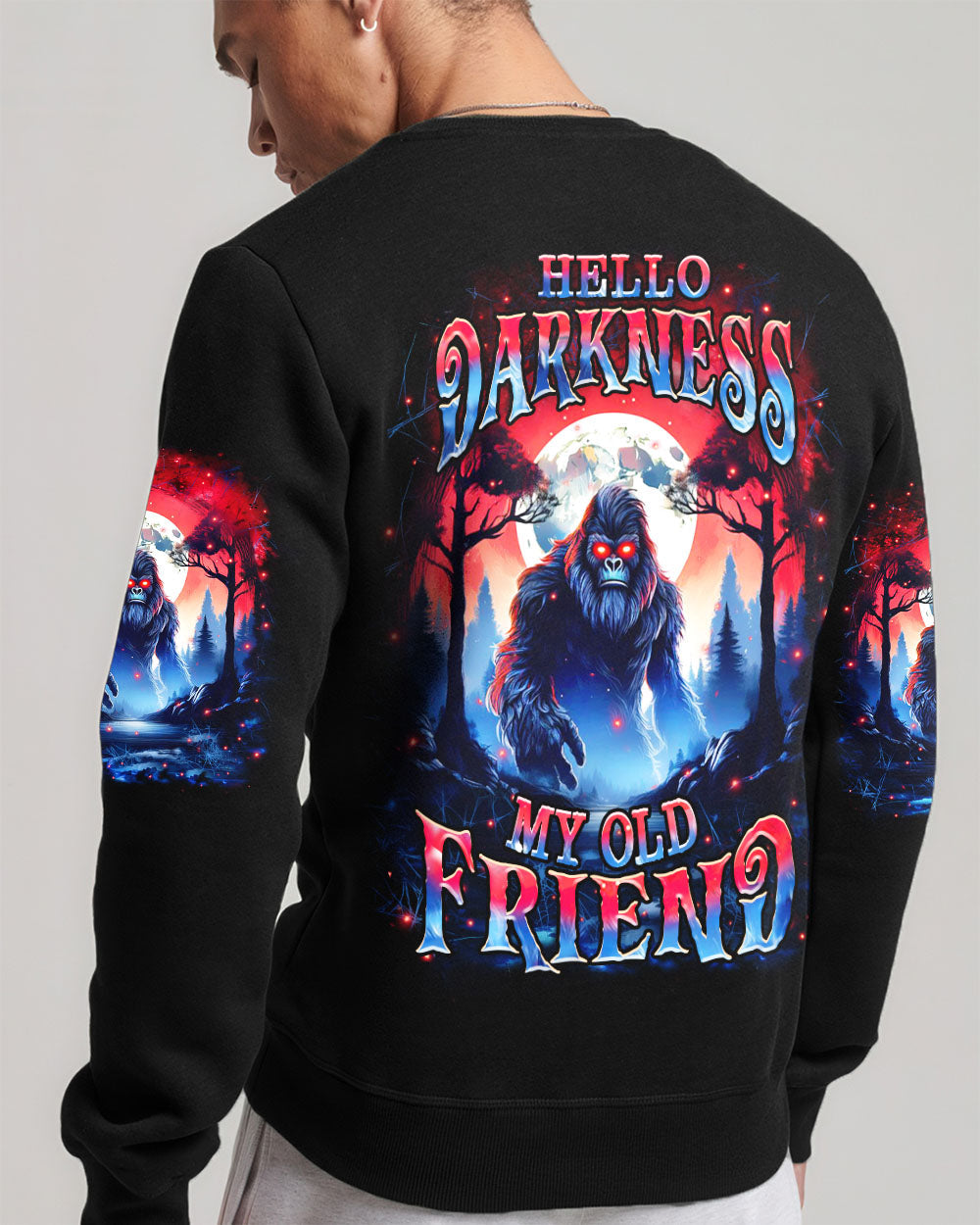 BLISSCORNERS HELLO DARKNESS MY OLD FRIEND BIGFOOT ALL OVER PRINT