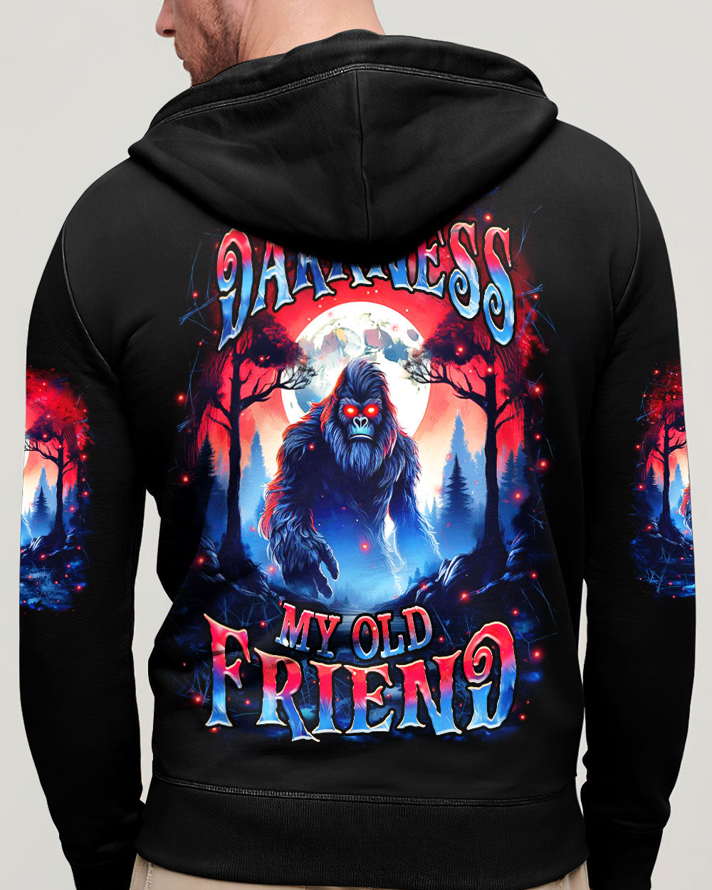 BLISSCORNERS HELLO DARKNESS MY OLD FRIEND BIGFOOT ALL OVER PRINT