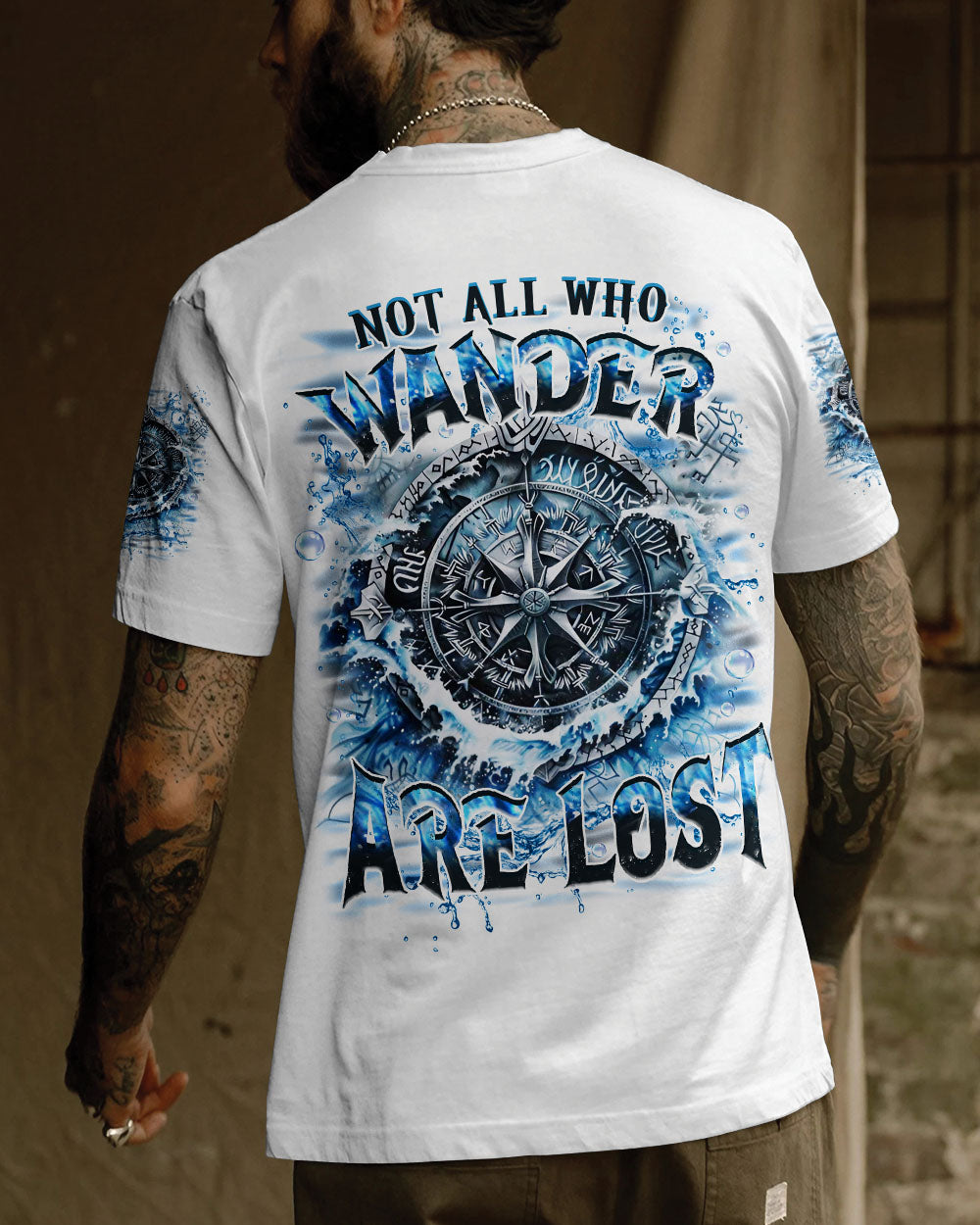 BLISSCORNERS NOT ALL WHO WANDER ARE LOST COMPASS ALL OVER PRINT