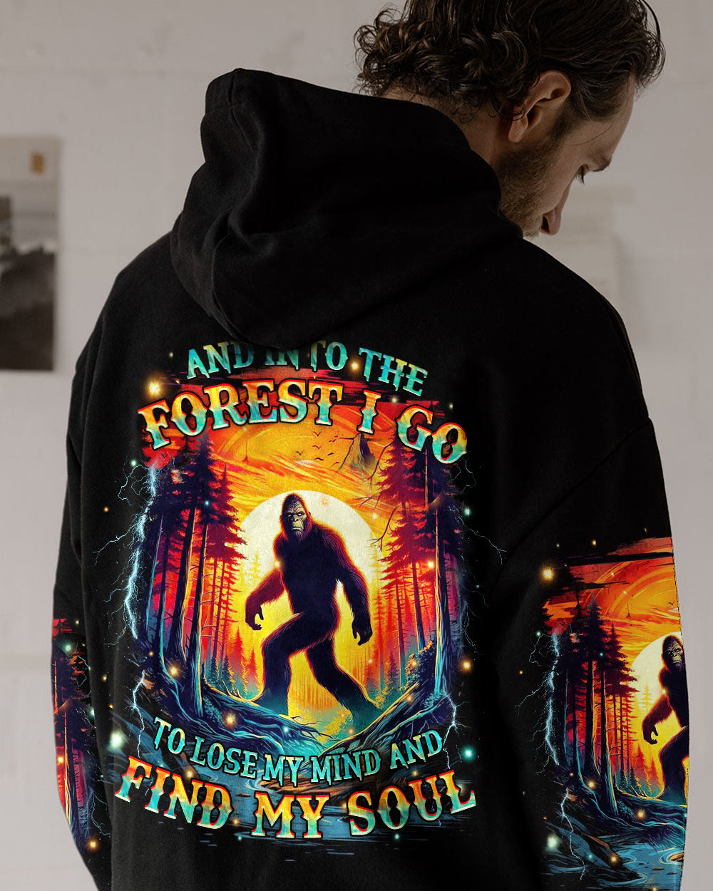 BLISSCORNERS AND INTO THE FOREST I GO BIGFOOT ALL OVER PRINT