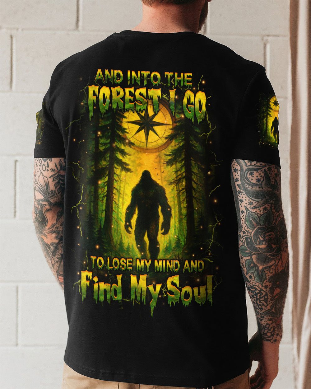 BLISSCORNERS AND INTO THE FOREST I GO BIGFOOT ALL OVER PRINT