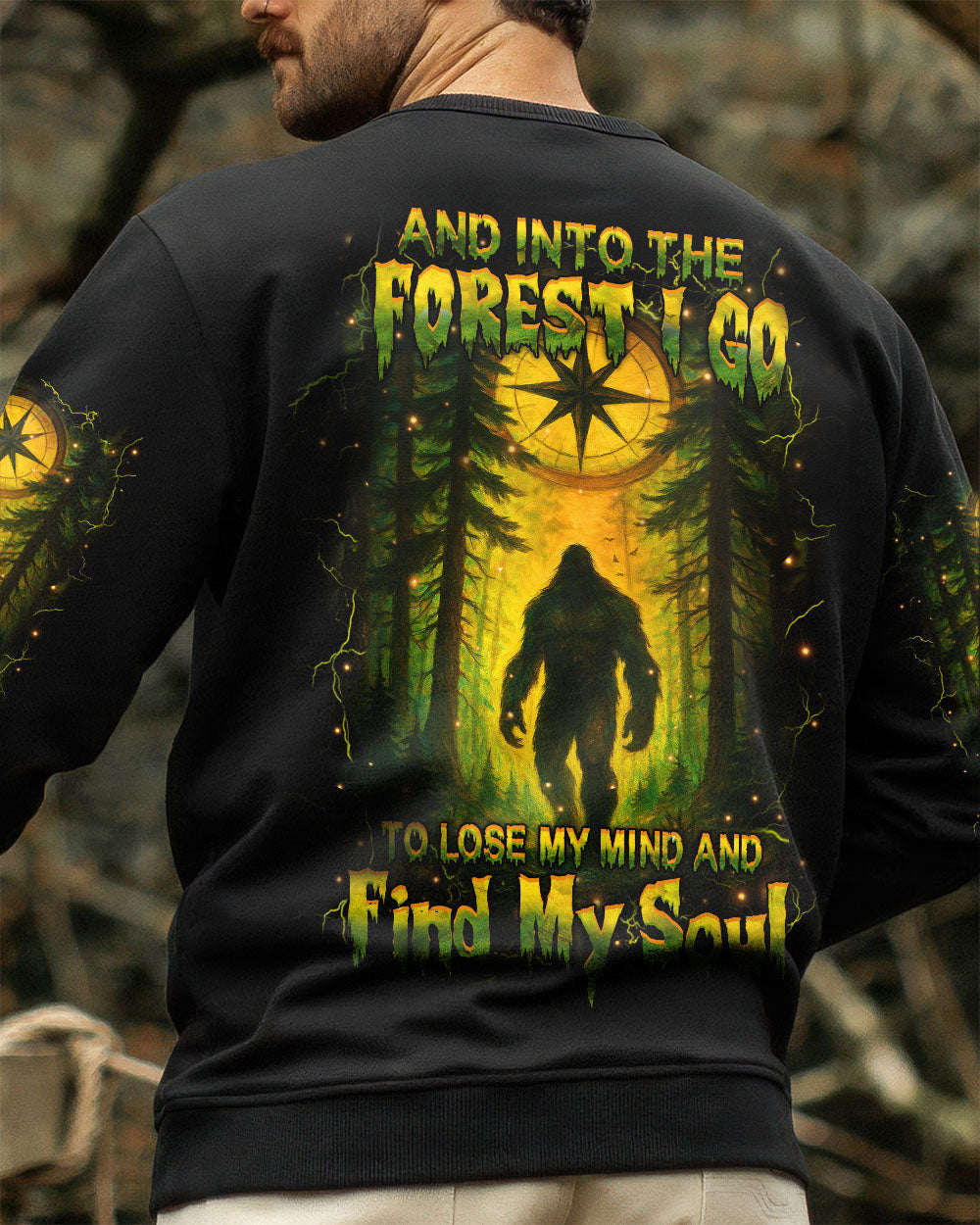 BLISSCORNERS AND INTO THE FOREST I GO BIGFOOT ALL OVER PRINT