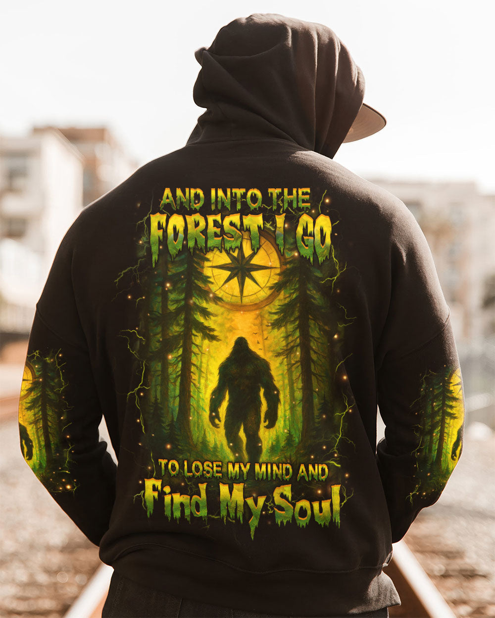 BLISSCORNERS AND INTO THE FOREST I GO BIGFOOT ALL OVER PRINT