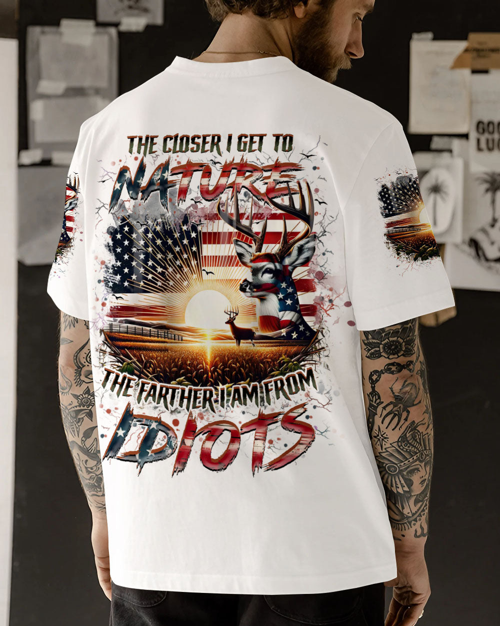 BLISSCORNERS THE CLOSER I GET TO NATURE DEER HUNTING ALL OVER PRINT