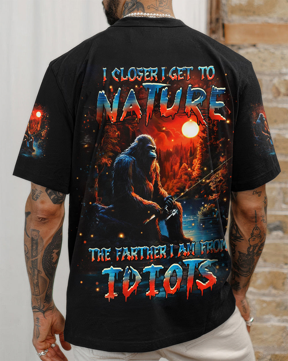 BLISSCORNERS THE CLOSER I GET TO NATURE BIGFOOT FISHING ALL OVER PRINT