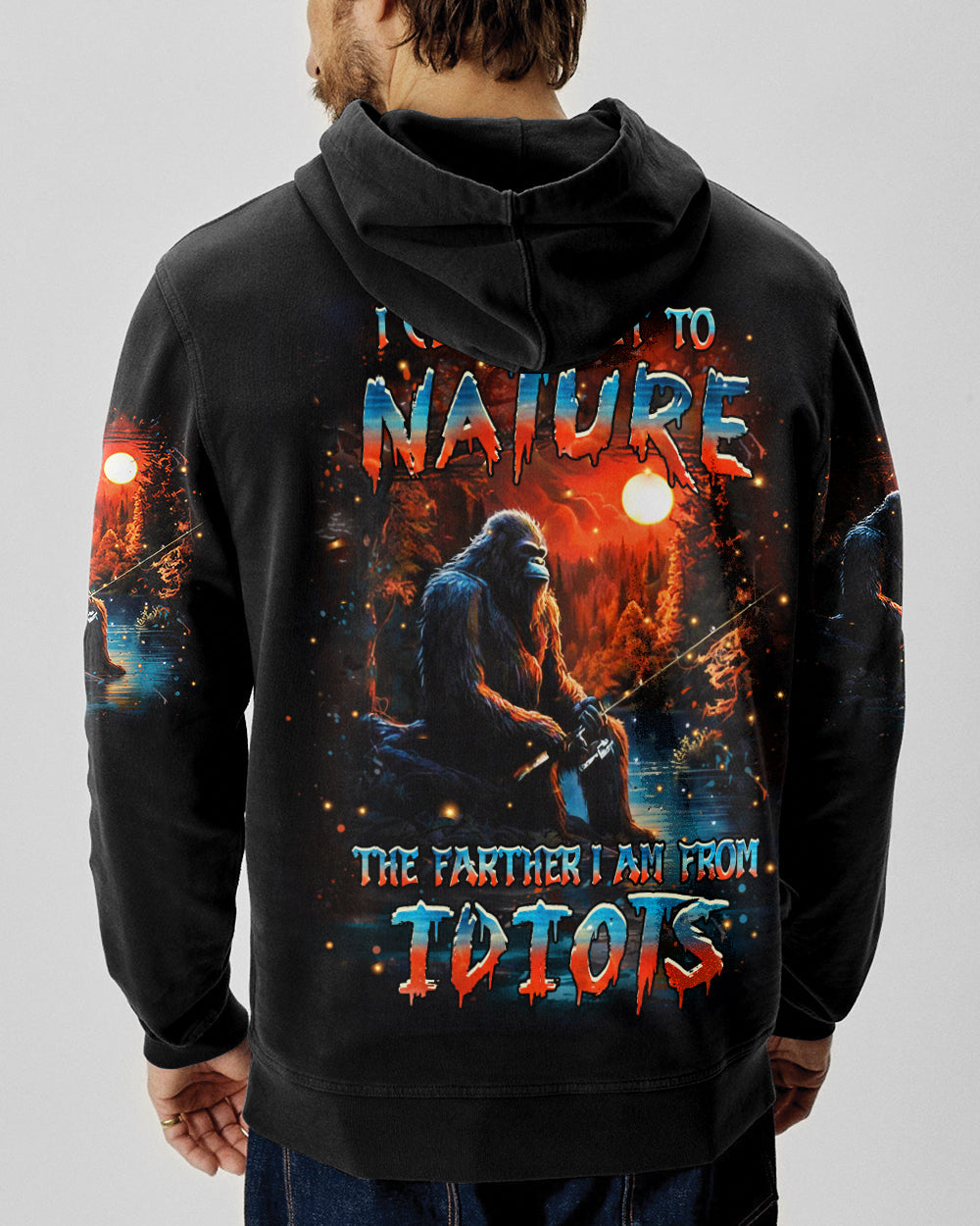 BLISSCORNERS THE CLOSER I GET TO NATURE BIGFOOT FISHING ALL OVER PRINT
