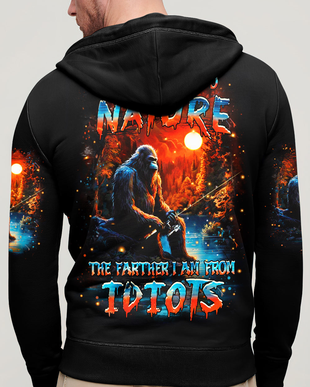 BLISSCORNERS THE CLOSER I GET TO NATURE BIGFOOT FISHING ALL OVER PRINT